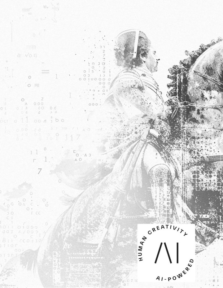 Siili Solutions illustration: a human figure and data patterns